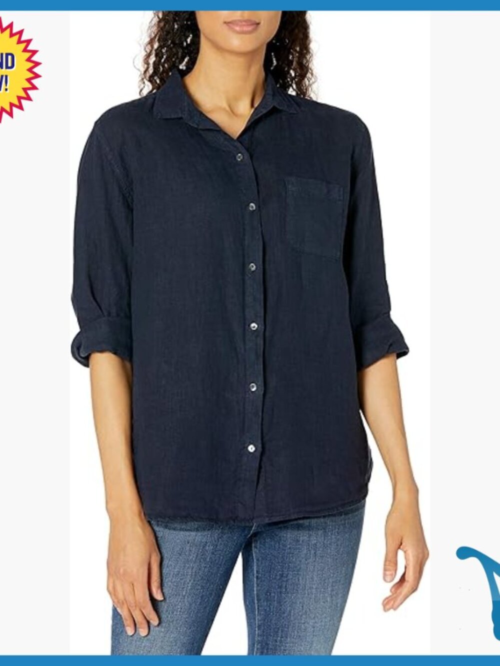 Woven Linen Button Down Shirt Long Sleeve Collared Regular Fit